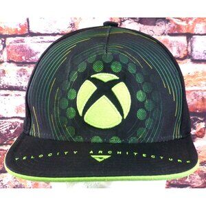 Xbox Logo Velocity Architecture Snapback Hat Black & Neon Green Adjustable Cap